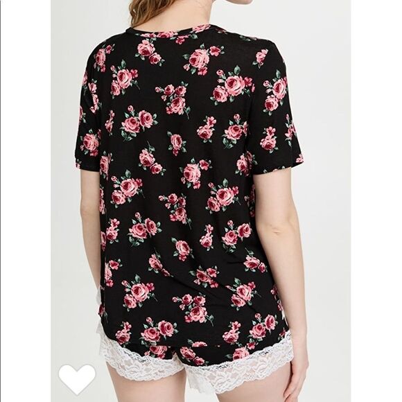 Honeydew Something Sweet Short Set in Black Roses - Picture 2 of 5